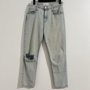 Current Elliot The Vintage Cropped Jeans Size 26 Blue Light Wash Distressed Slim